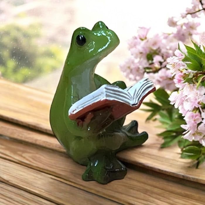Amazon.co.jp: ミニチュアアニマル カエル 読書するカエル 小さな動物